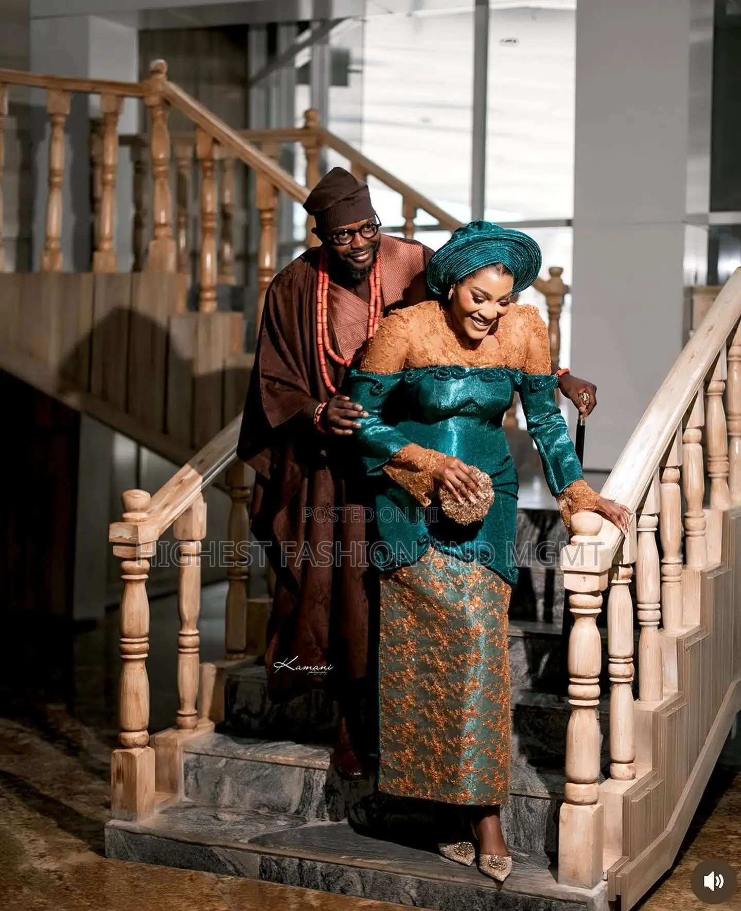 Emerald Iro and Buba With Lace Details Men’S Textured Brown Agbada