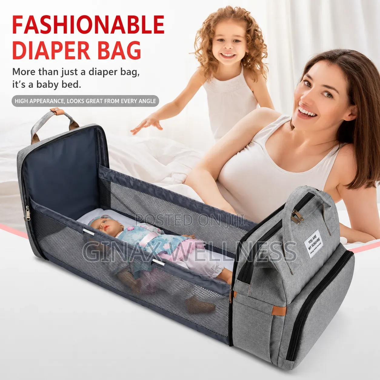 All-in-one Diaper Bag And Baby Bed Backpack With Compartments