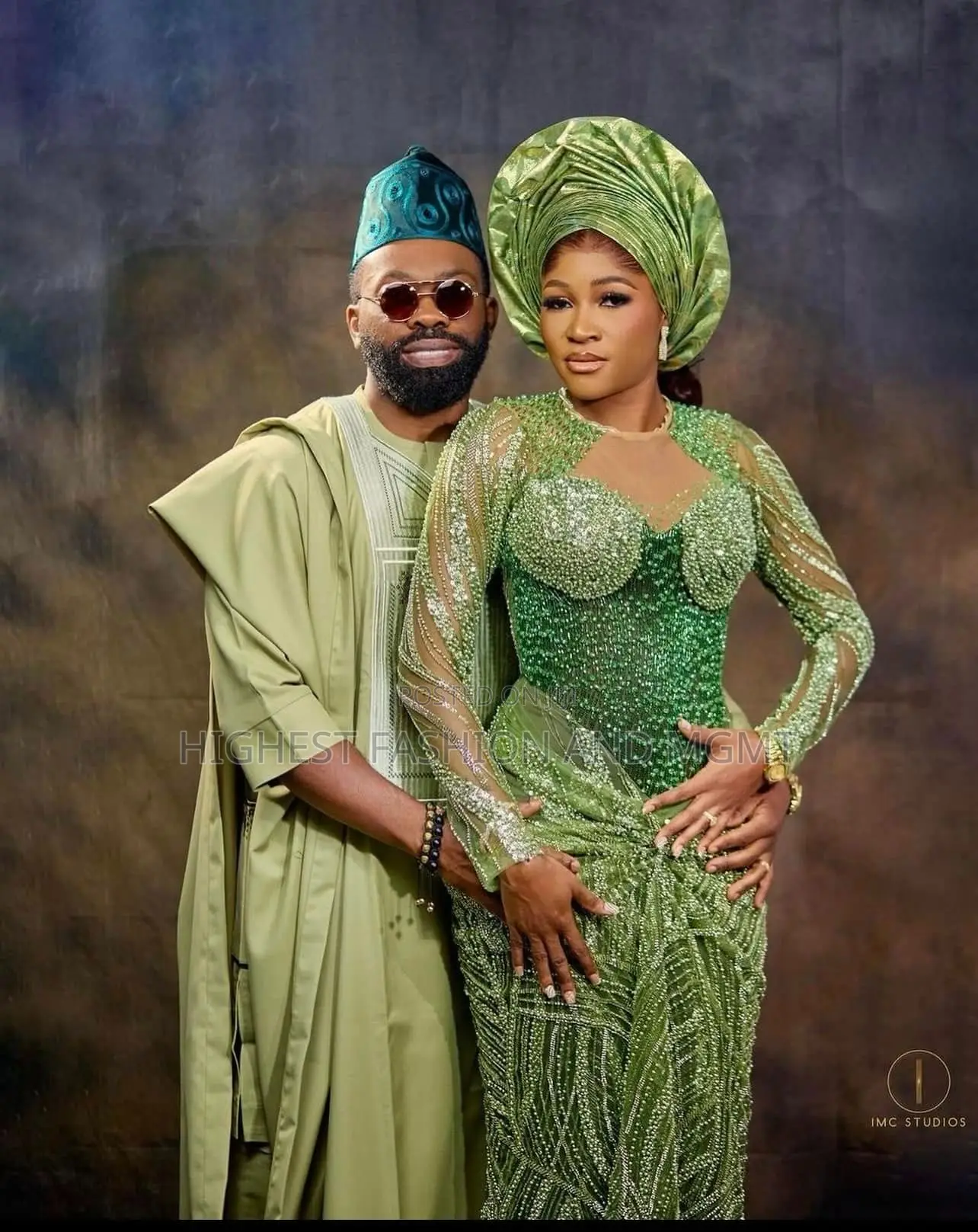 Olive Green Iro and Buba Men’S Tailored Olive Agbada