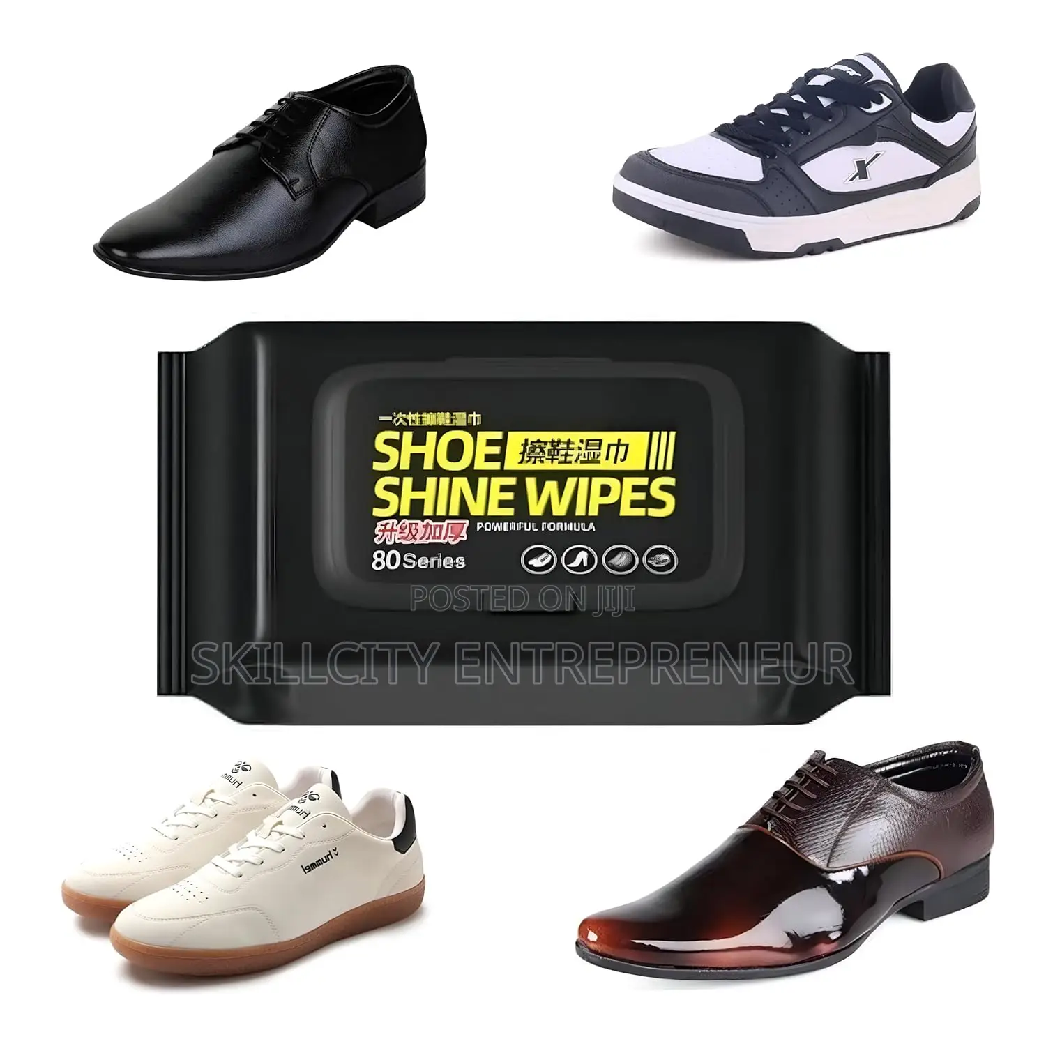 80pcs Shoe and Leather Shine Wipes