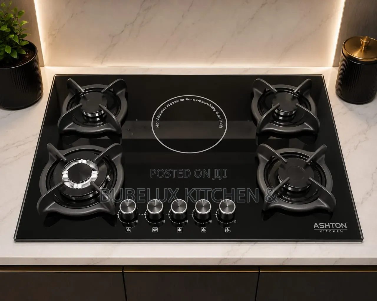 Brand New 5-Burner Built-in Gas Hob Cooker - Tempered Glass.