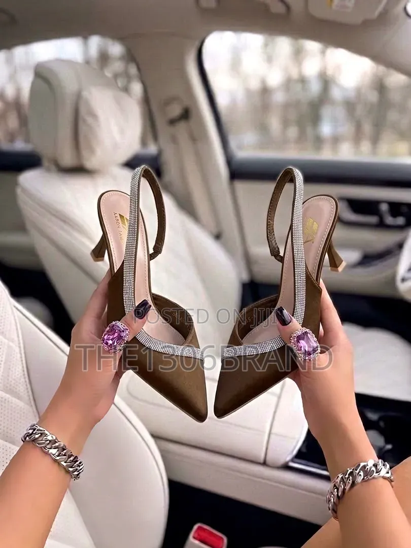 Women's Elegant Slingback Stiletto Heels –Rhinestone Pointed-Toe Pumps