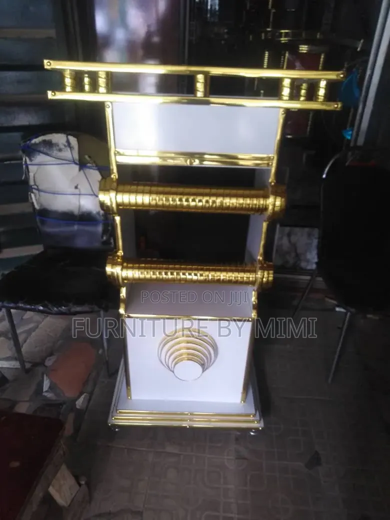 Executive White Gold Modern Church Pulpit - Premium Quality