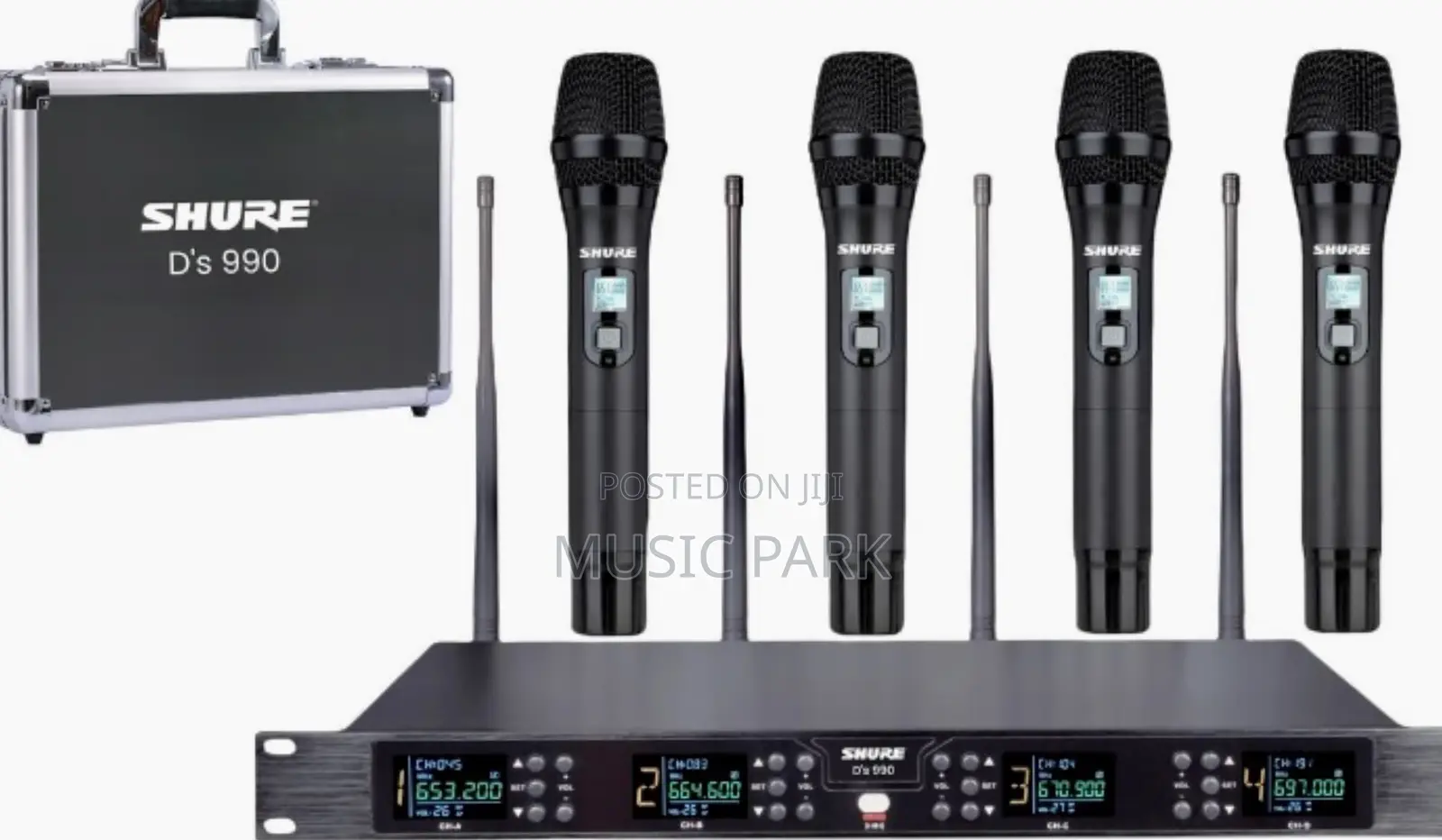  Shure d'S 990 - 4 Wireless Microphones + Receiver + Cas