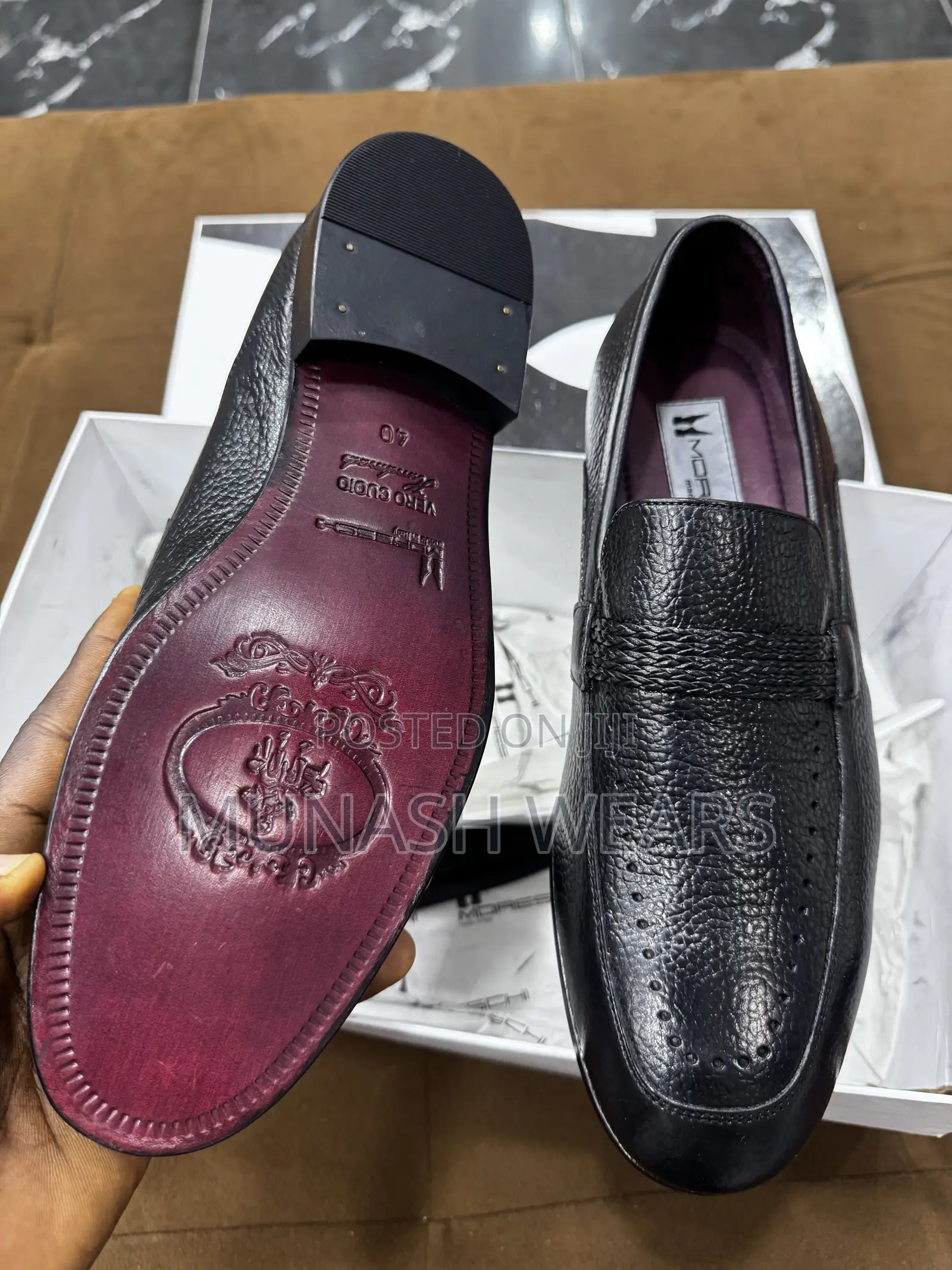 Italian Moreschi Leather Belt Black Shoe 40-46