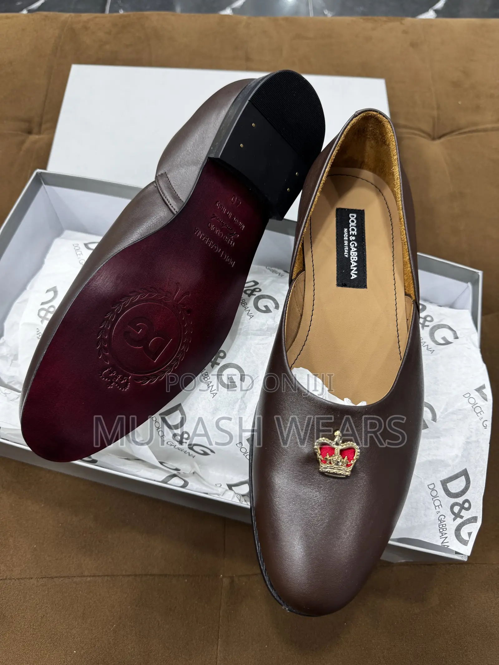 Italian Brown Calfskin Dolce Gabbana Leather Shoes 40-46