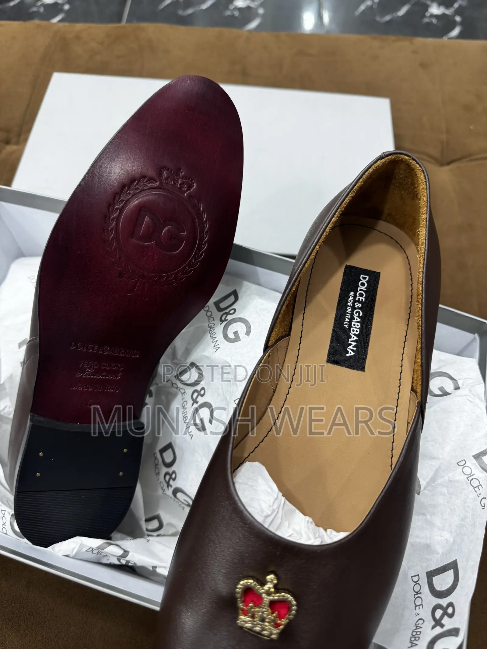 Italian Brown Calfskin Dolce Gabbana Leather Shoes 40-46