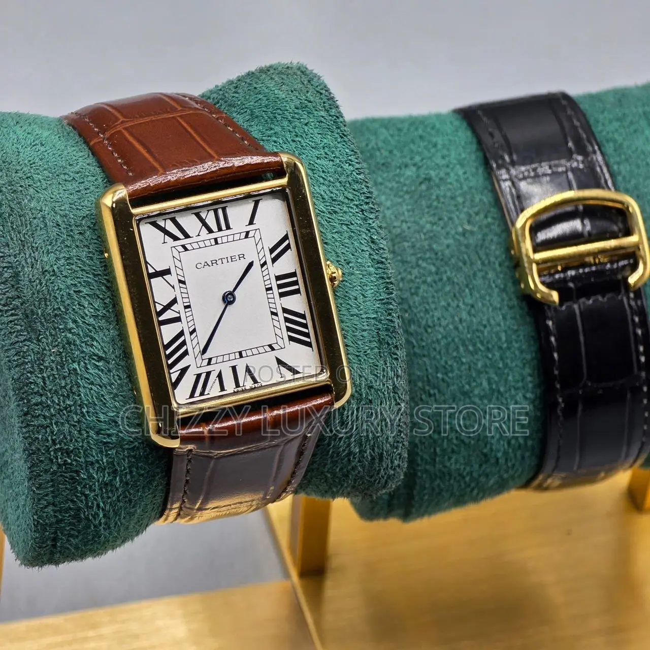 Cartier Quality Luxury Men Genuine Leather Wristwatch