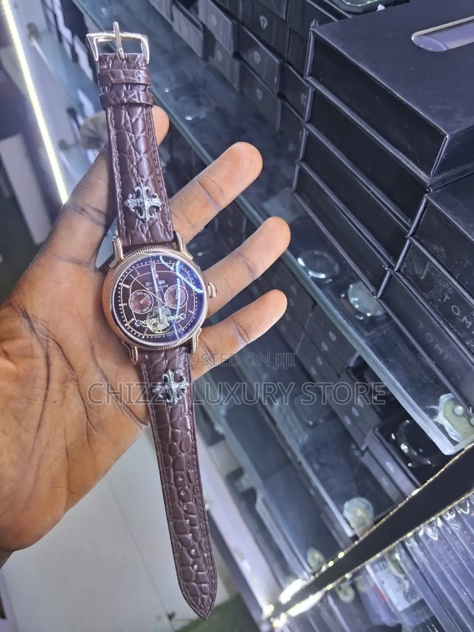 Patek Philippe Quality Luxury Genuine Leather Automatic Engine Watch