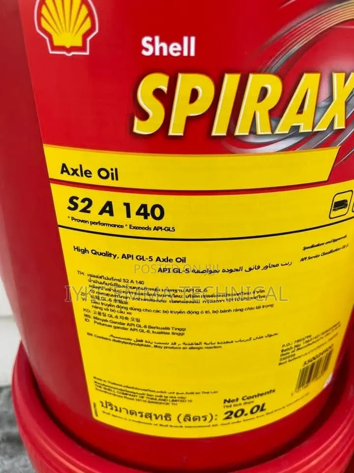 Shell Spirax S2 a 140 Axle Oil Api Gl-5 Rated Oil 20 LTRS