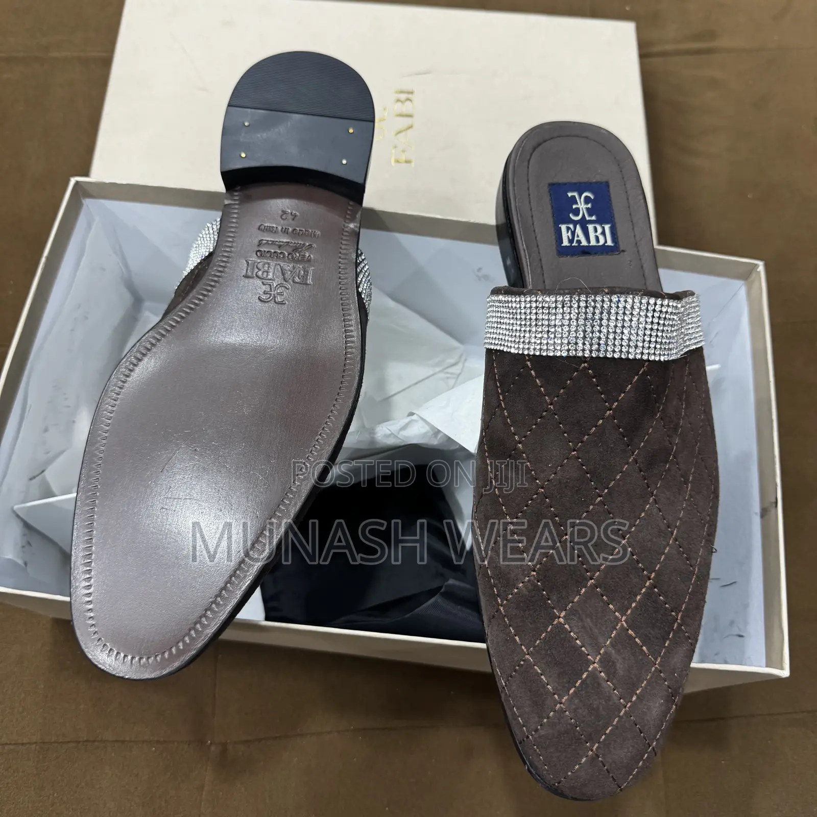 Italian Brown Fabi Velvet Half Shoe 40-46 Available