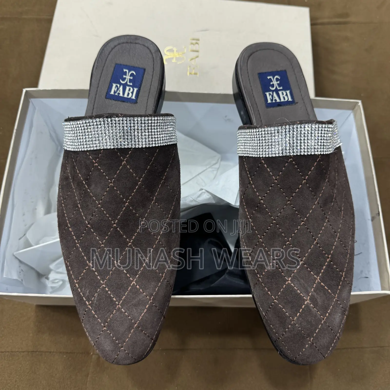 Italian Brown Fabi Velvet Half Shoe 40-46 Available