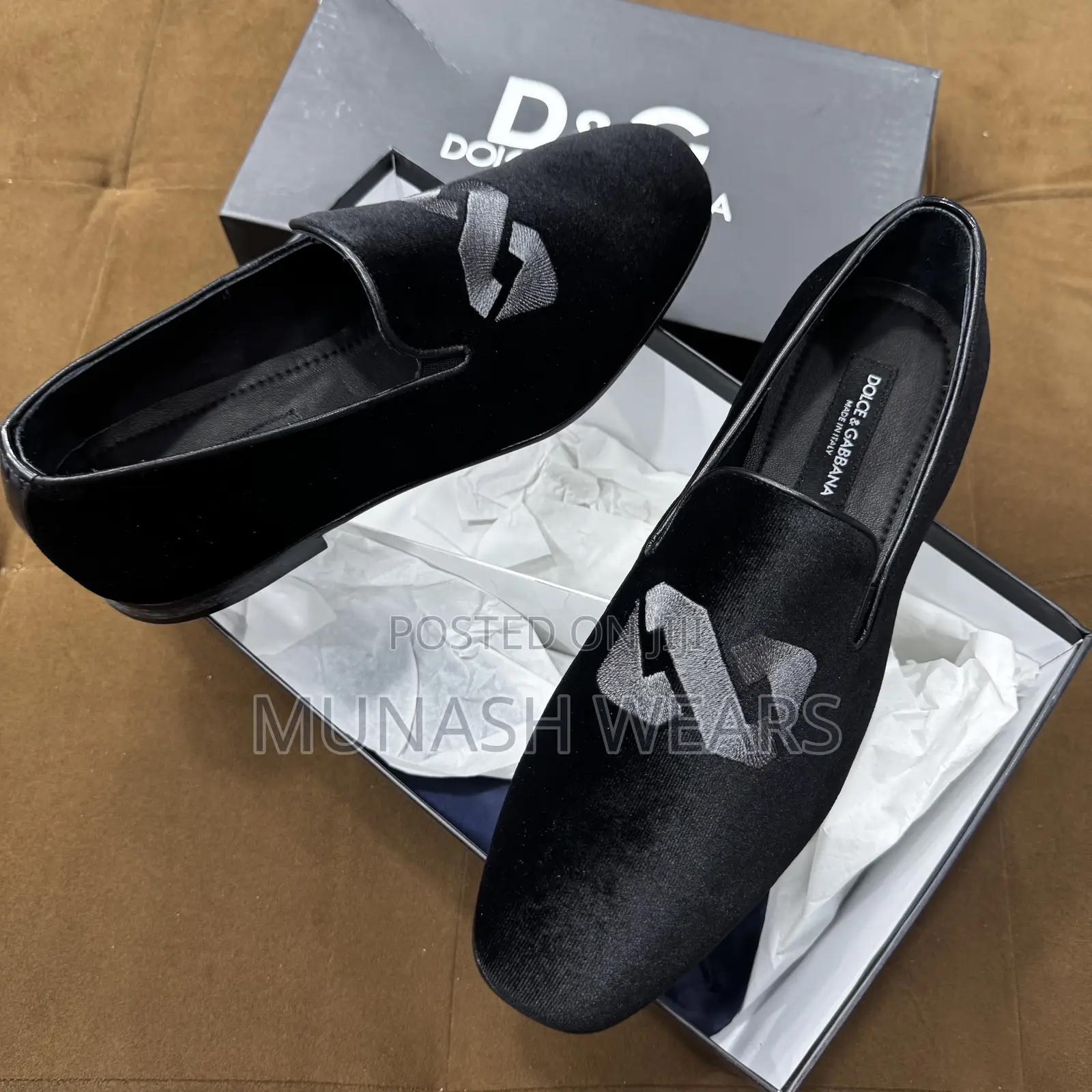 Italian Dolce Gabbana Velvet Created Design Wine Sole