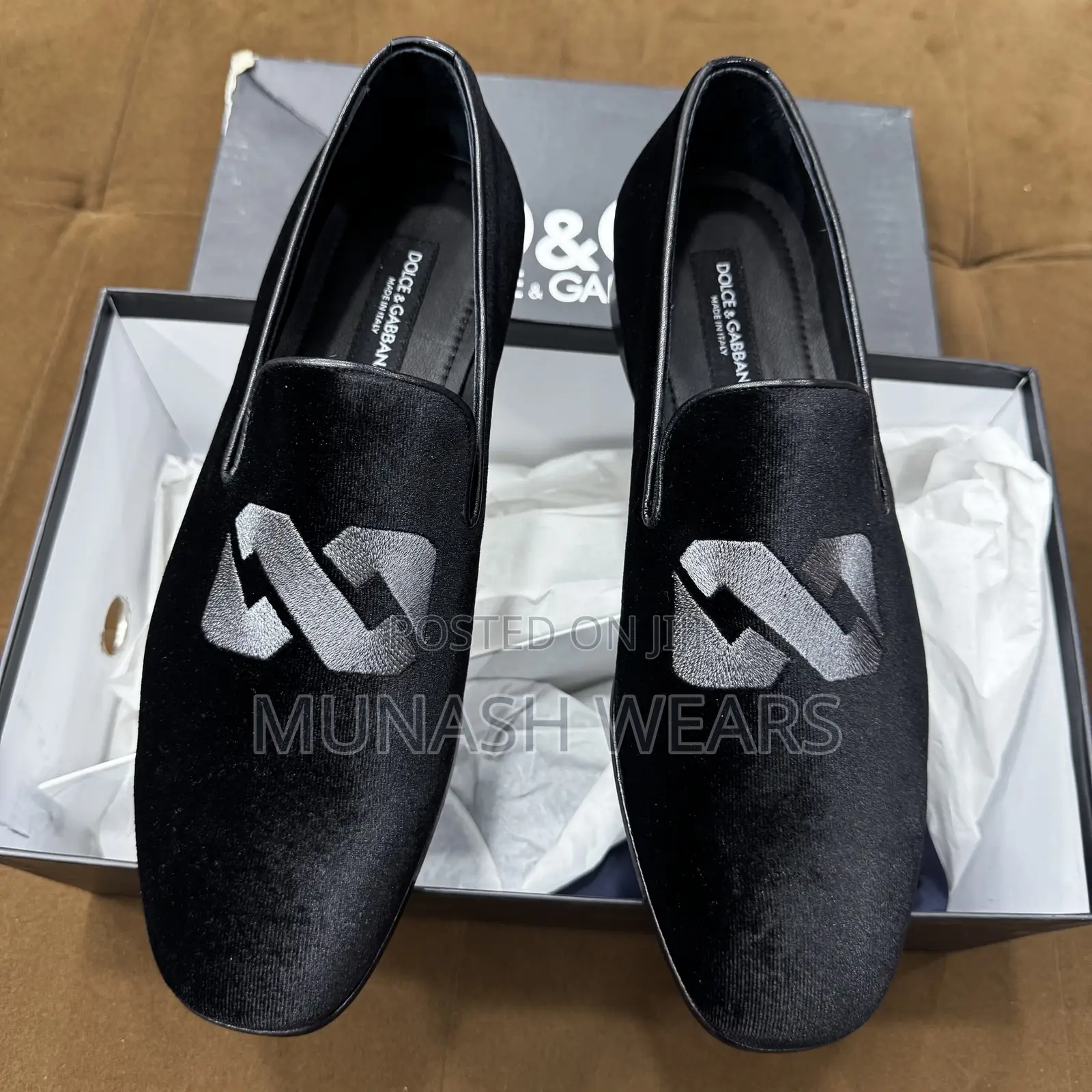 Italian Dolce Gabbana Velvet Created Design Wine Sole
