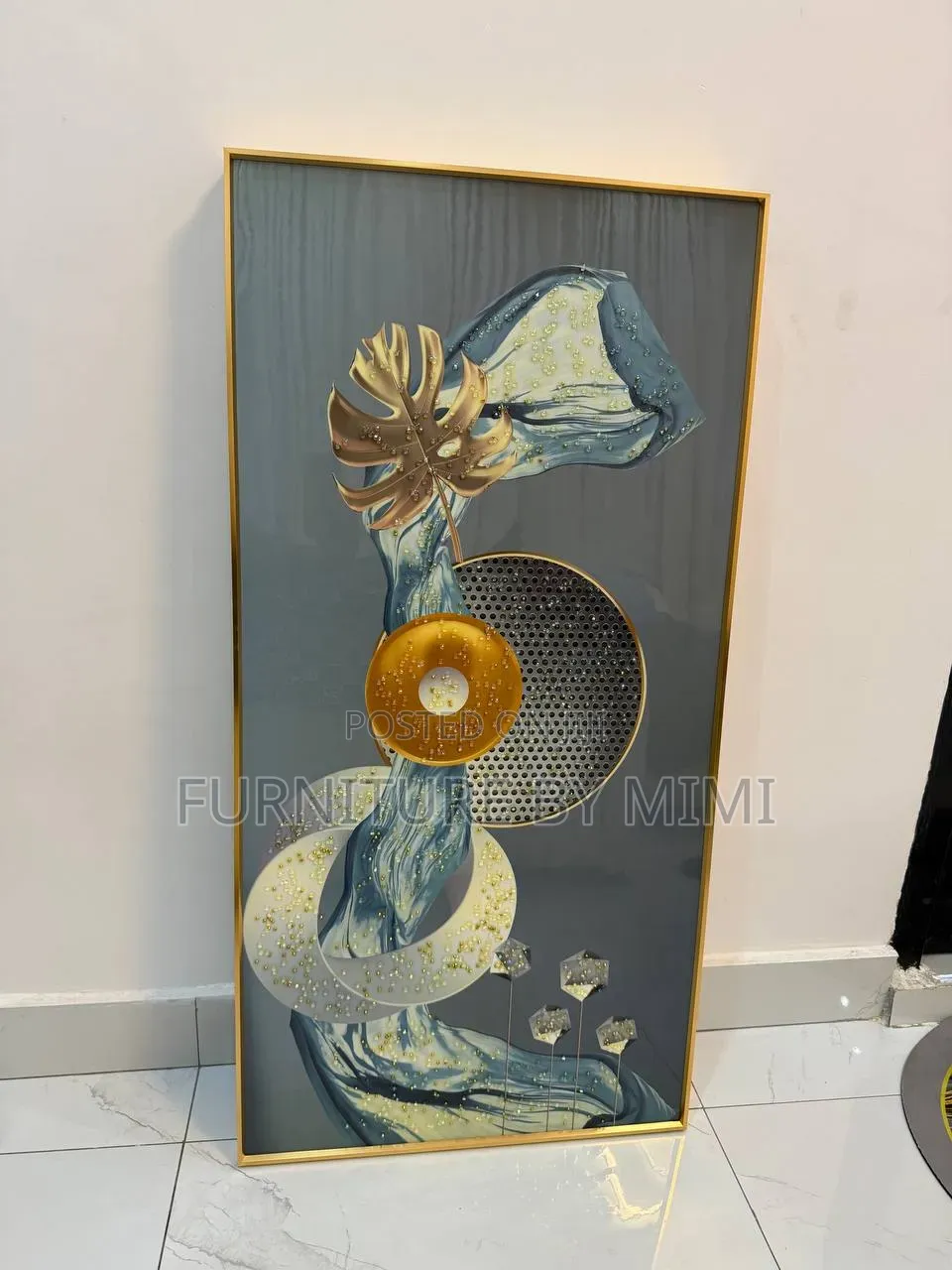 Luxury 3d Crystal Porcelain Golden Deer Wall Art (50x100cm