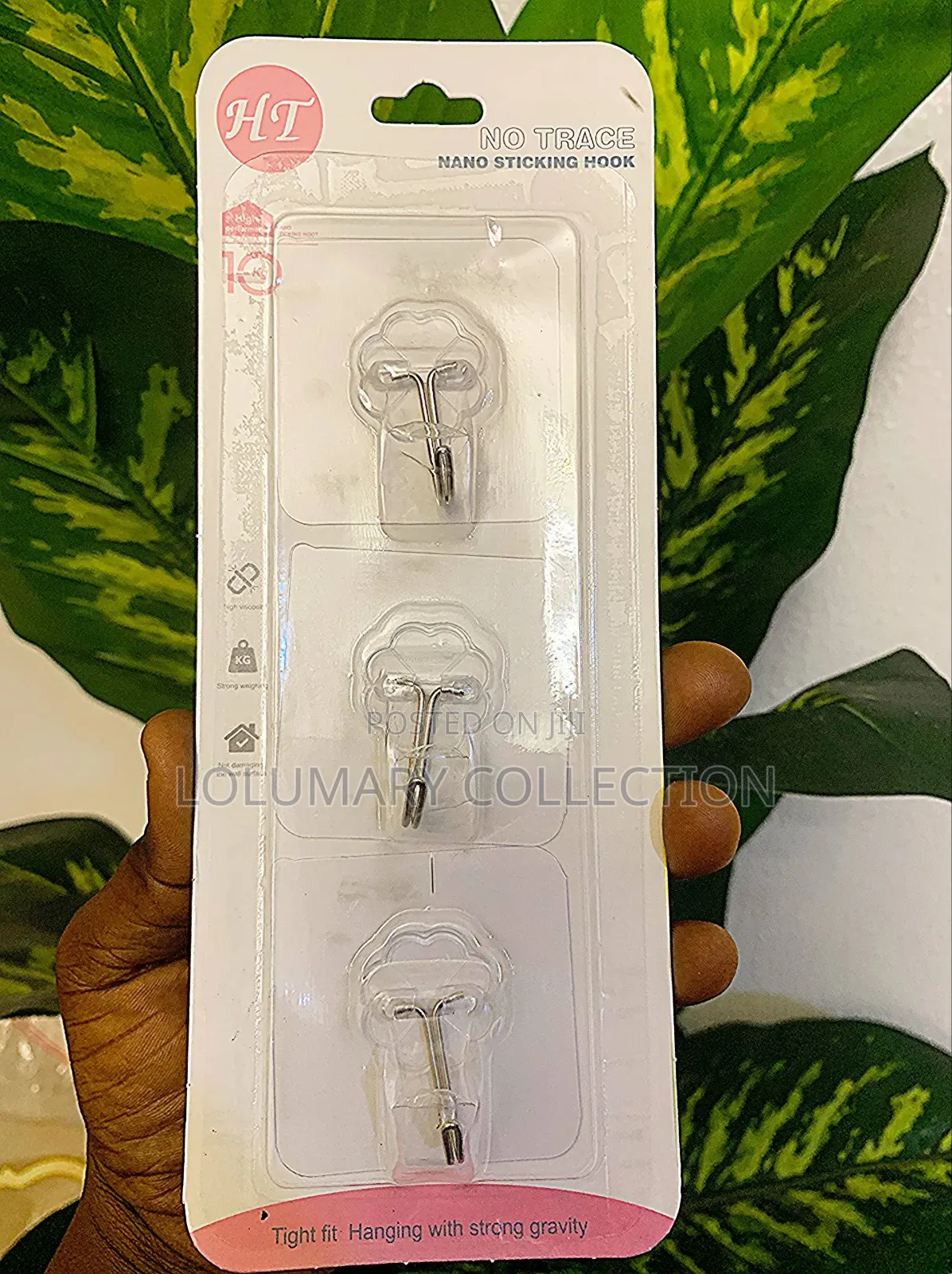 3pcs Strong Sticky Wall Hooks No Drill Bathroom Kitchen