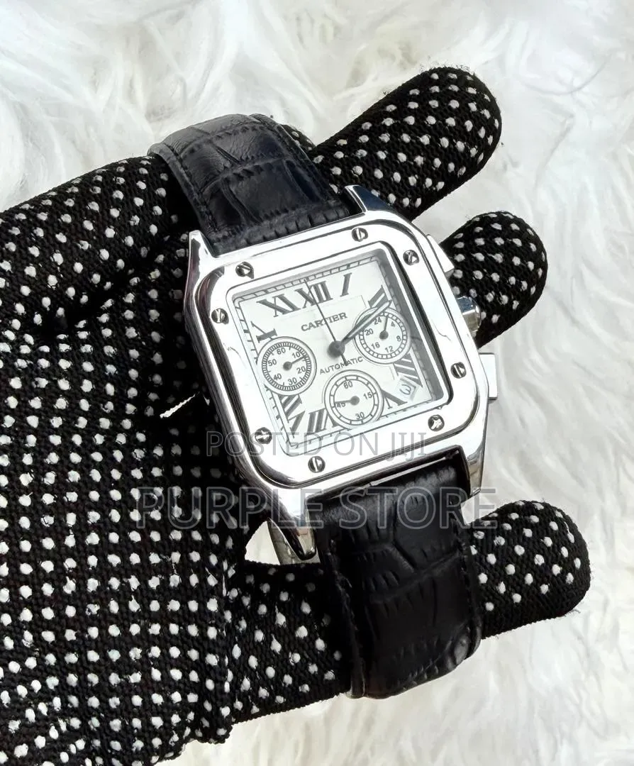 Cartier Chronograph Leather Wristwatches Square Dial