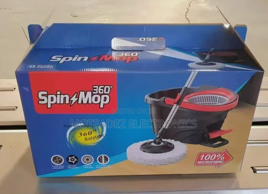 High Quality 360° Rotating Microfibre Spin Mop With Rubber Bucket