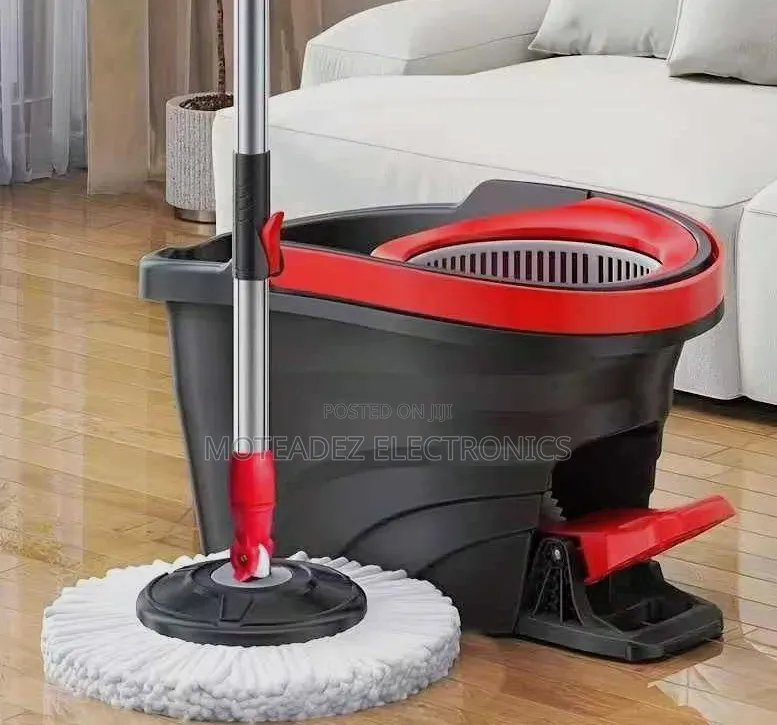 High Quality 360° Rotating Microfibre Spin Mop With Rubber Bucket
