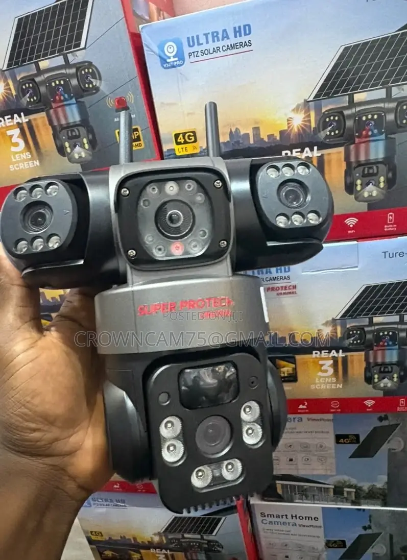 Original V380 Pro Complete 3 Lens 4g Enabled Solar Camera Ultra Ahd