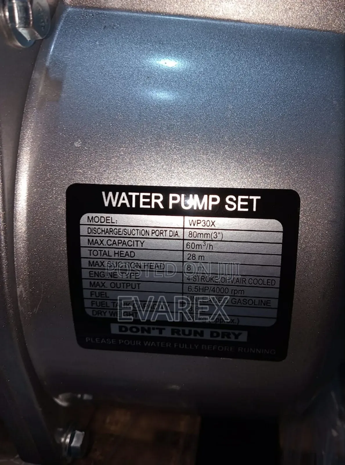 Flood/Drainage Water Pump Machine 6.5hp. Petrol Use.