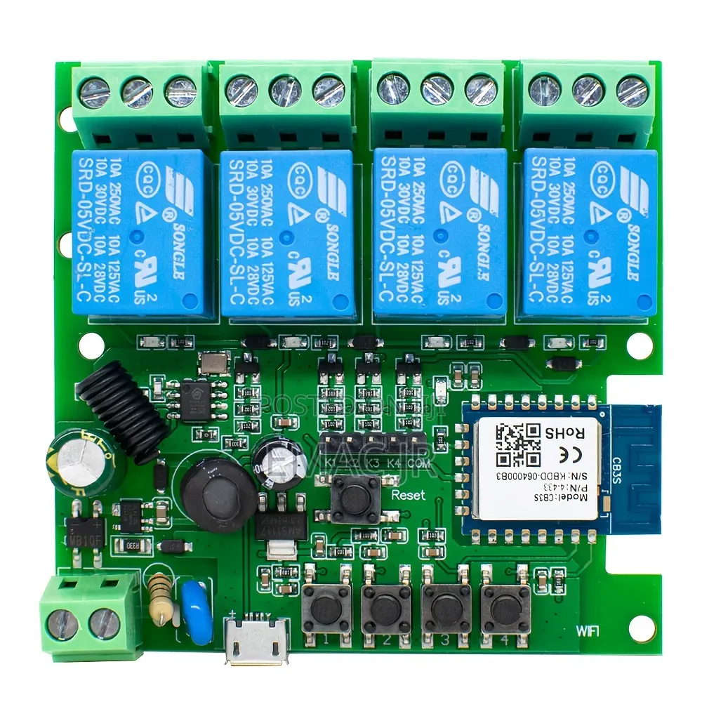 4-Channel Smart Relay Module for Wireless Control of Appliances Wi-Fi