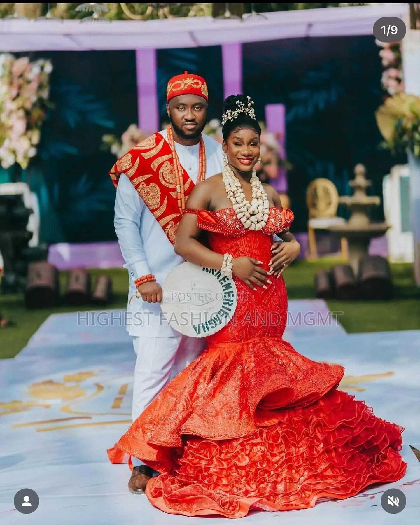 Structured Red Bridal Gown Men’S White Traditional Agbada