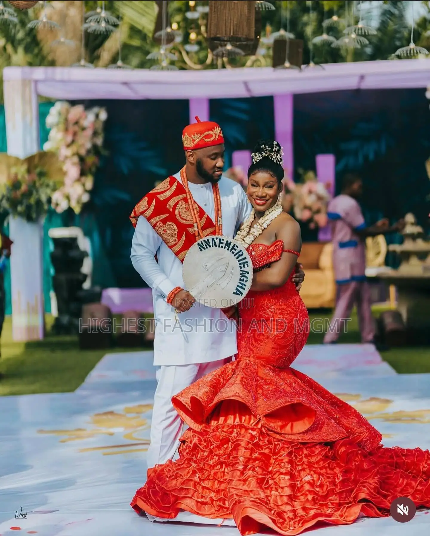 Structured Red Bridal Gown Men’S White Traditional Agbada