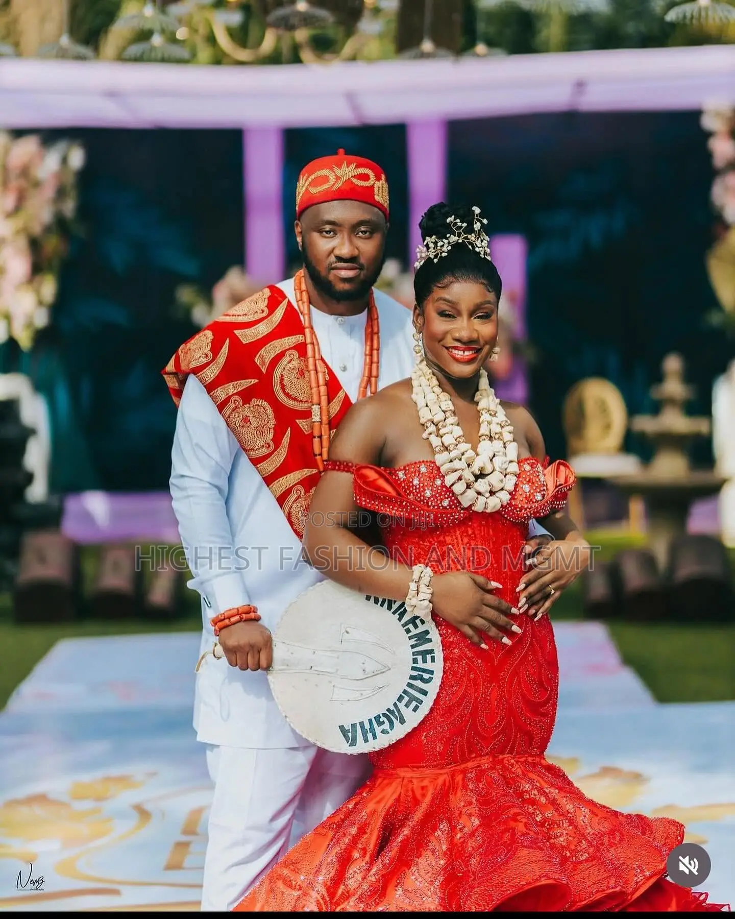 Structured Red Bridal Gown Men’S White Traditional Agbada
