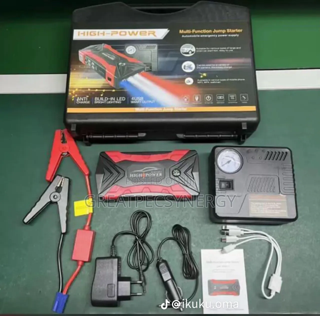 Big Battery Jump Starter With Tyre Inflator