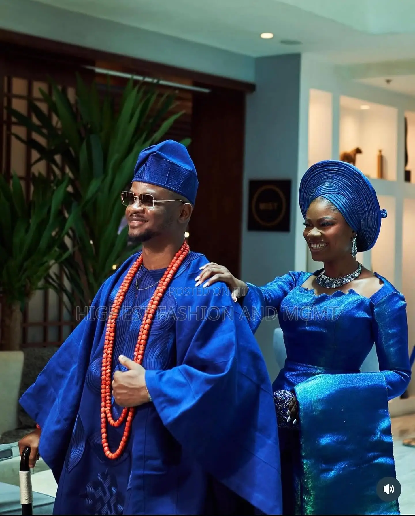 Blue Bridal Iro and Buba With Gele Men’S Tailored Cobalt Agbada