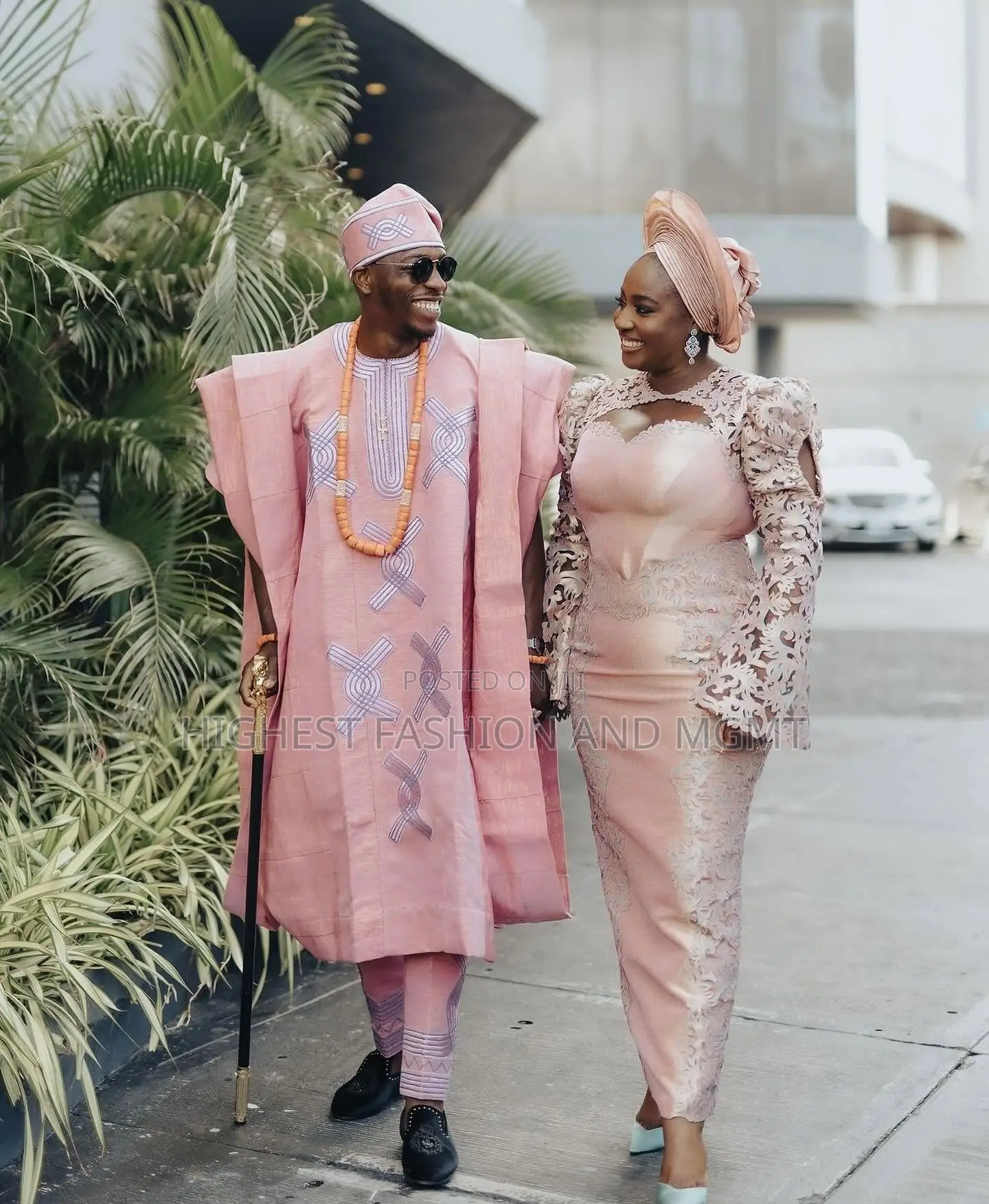 Soft Blush Lace Gown Tailored Rose-Pink Agbada