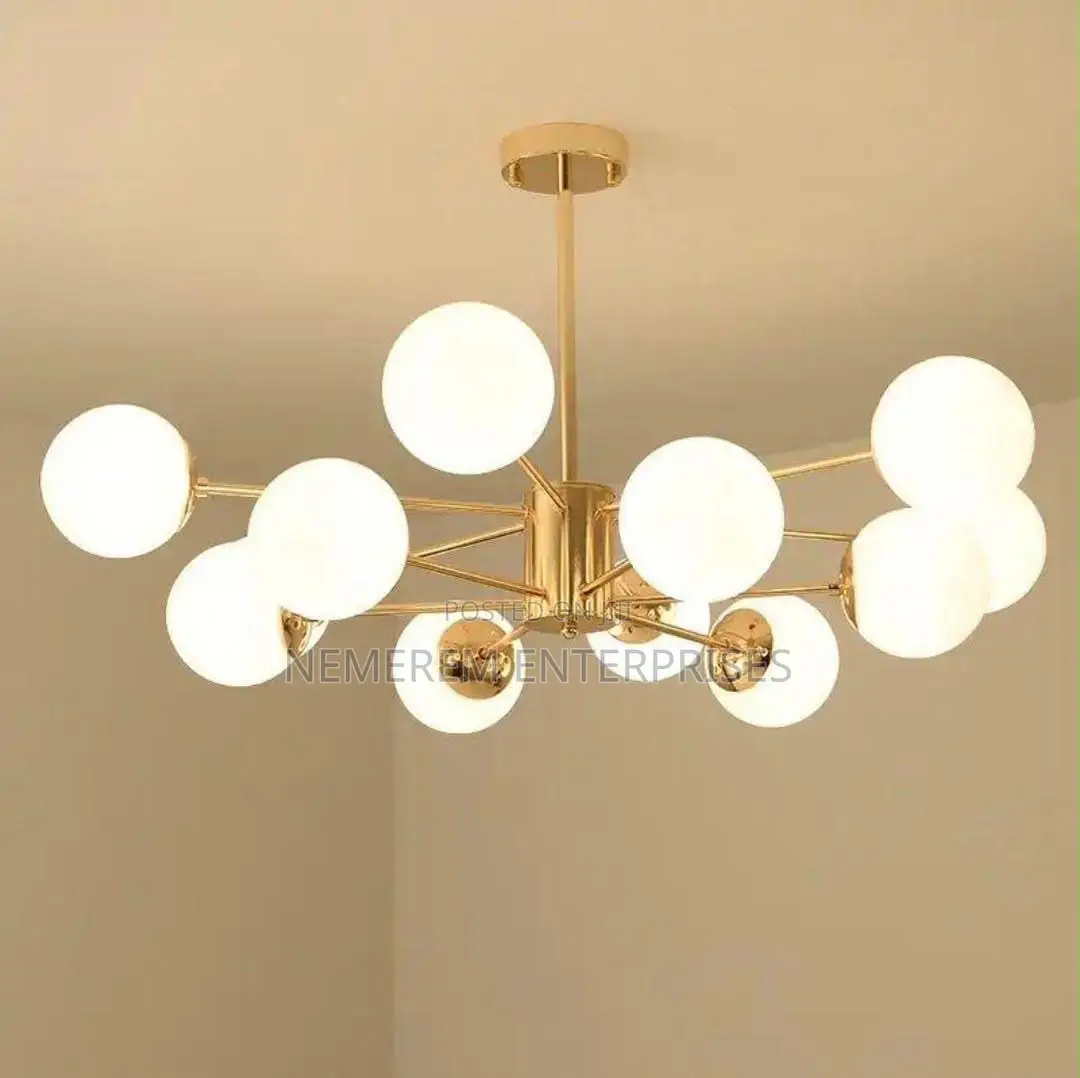 Luxury 12-Light Magic Bean Chandelier – Modern Gold Sputnik Globe