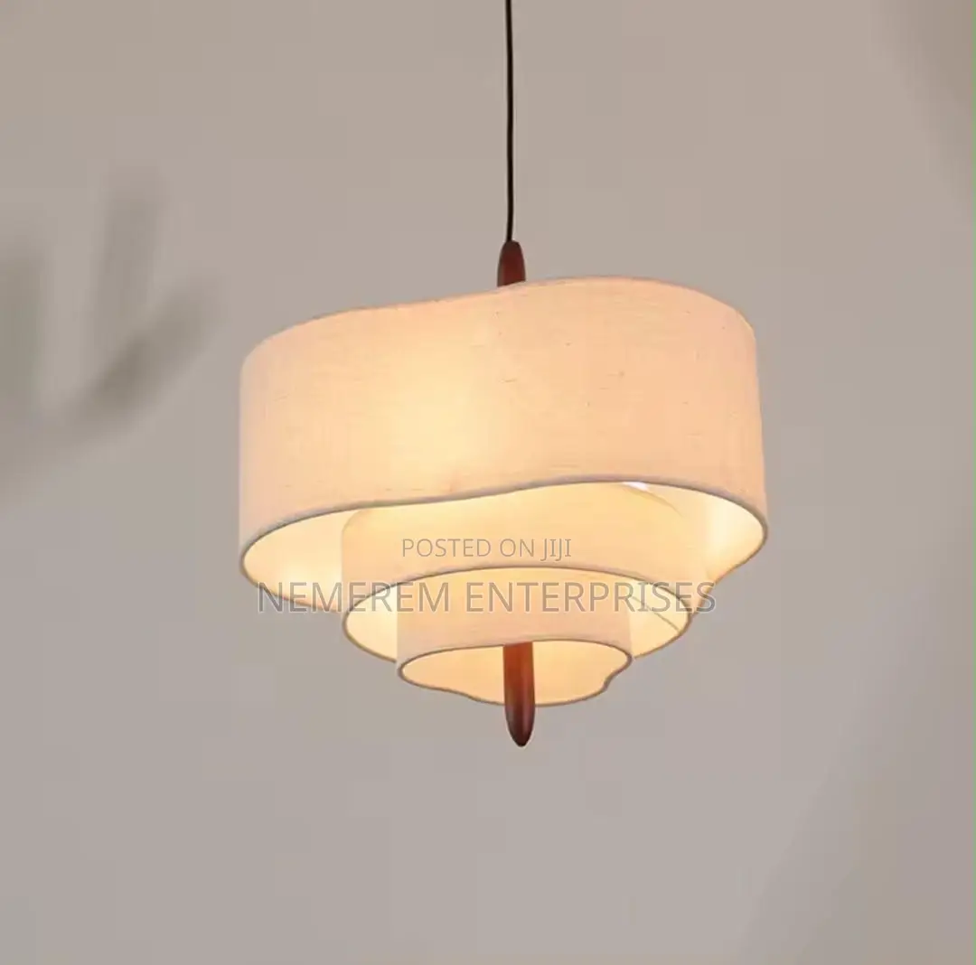 Premium 3-Tier Layered Fabric Pendant Light – Warm Ambient Japandi