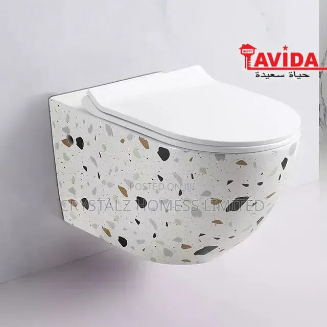 Concealed Cisternterrazzo Pattern Wall-Hung Toilet.