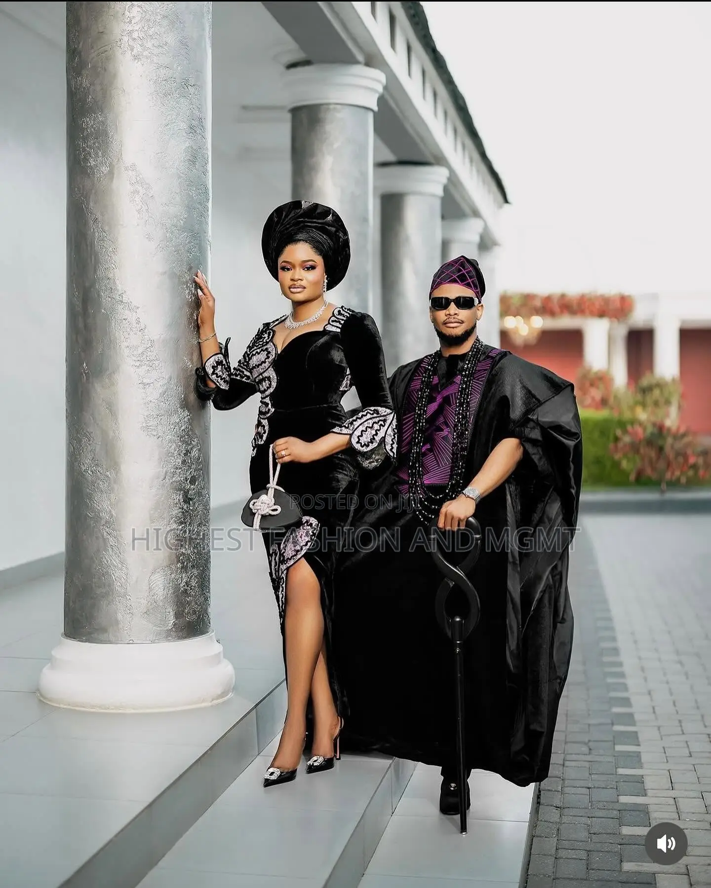 Emerald Velvet Gown Tailored Emerald Agbada With Magenta Accents