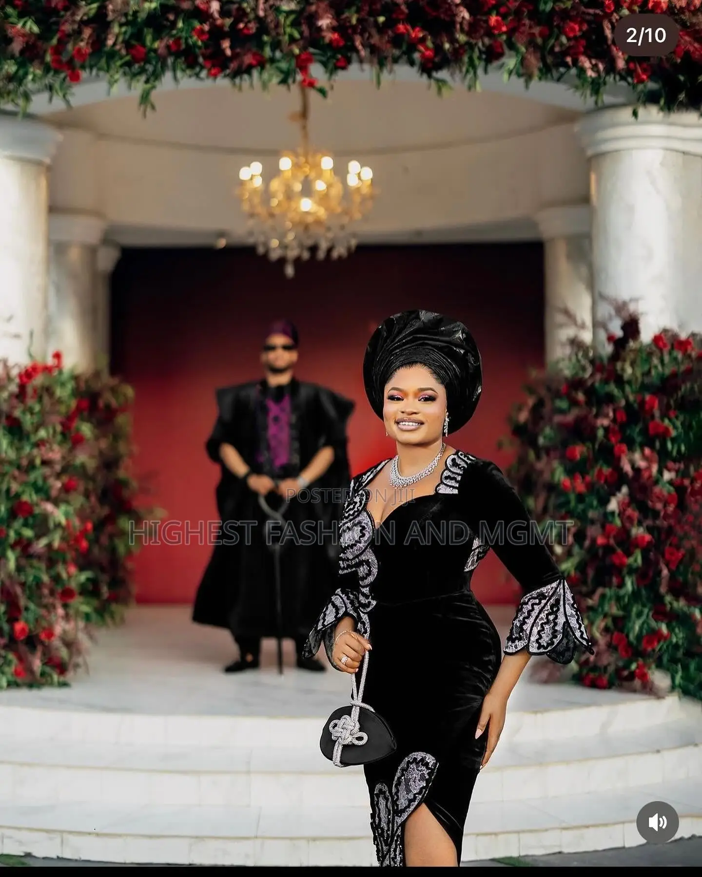 Emerald Velvet Gown Tailored Emerald Agbada With Magenta Accents