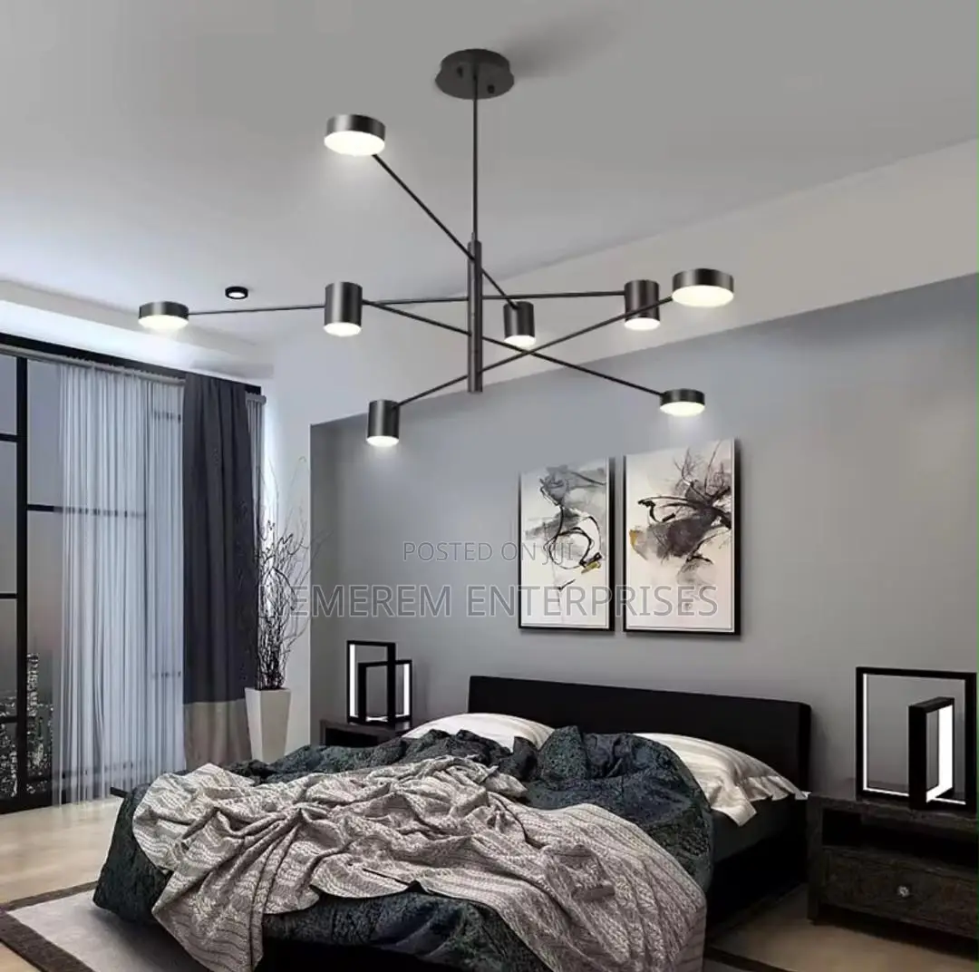 Nordic Minimalist 8-Light Led Chandelier – Modern Matte Black Ceiling