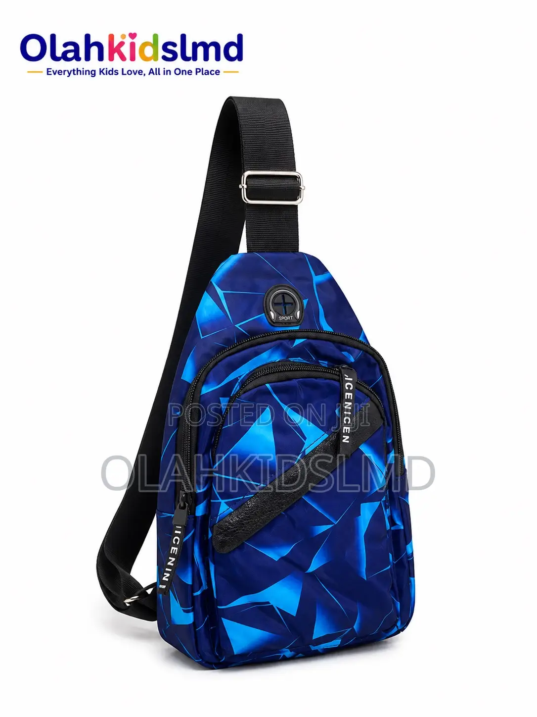 Kids Sling Backpack – Crossbody Sport Bag, Black Red Print