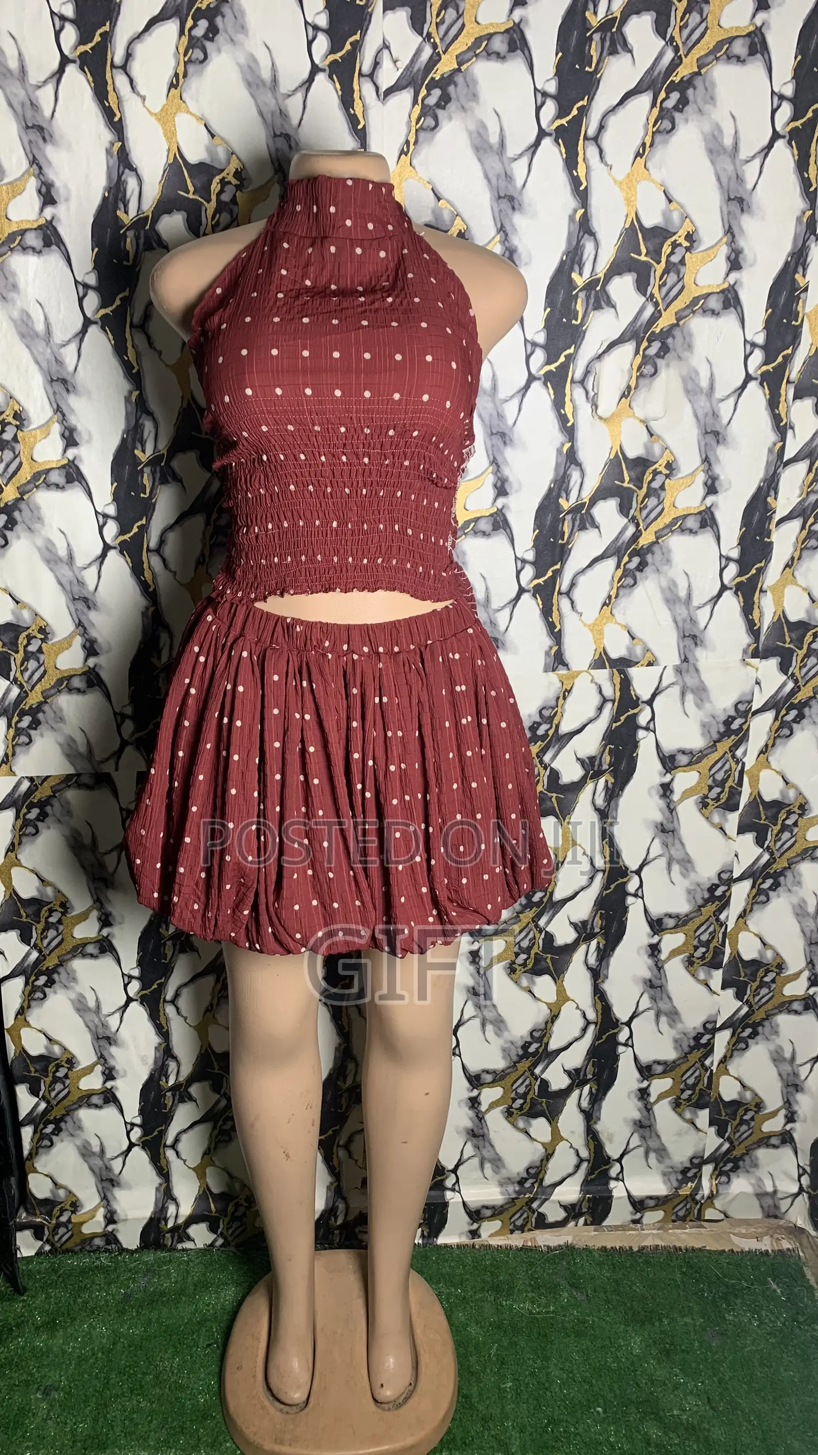 Two Pieces Smoky Top and Bubble Skirt