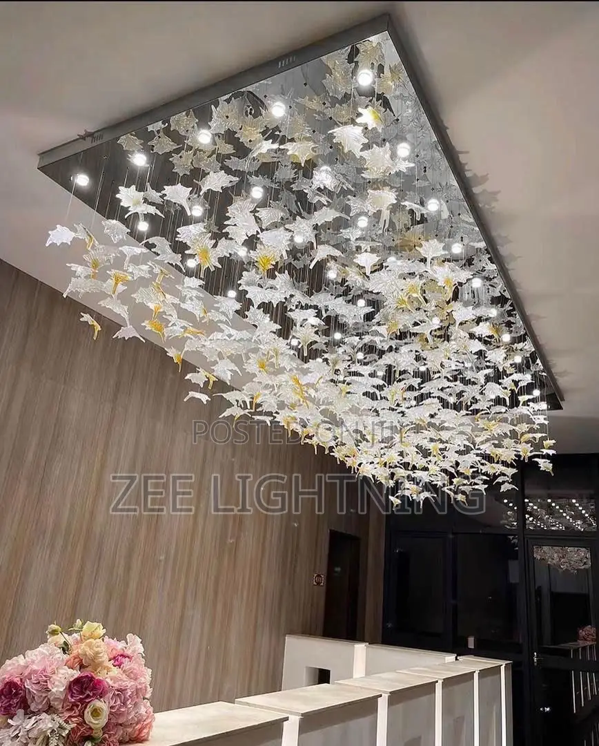 Luxurious Chandelier With Crystal Leaves (Size 1200mm)