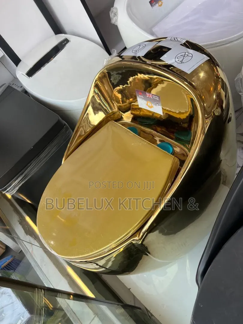 Brand New Luxury Mirror Gold Egg Toilet - One Piece +Soft Close Seat