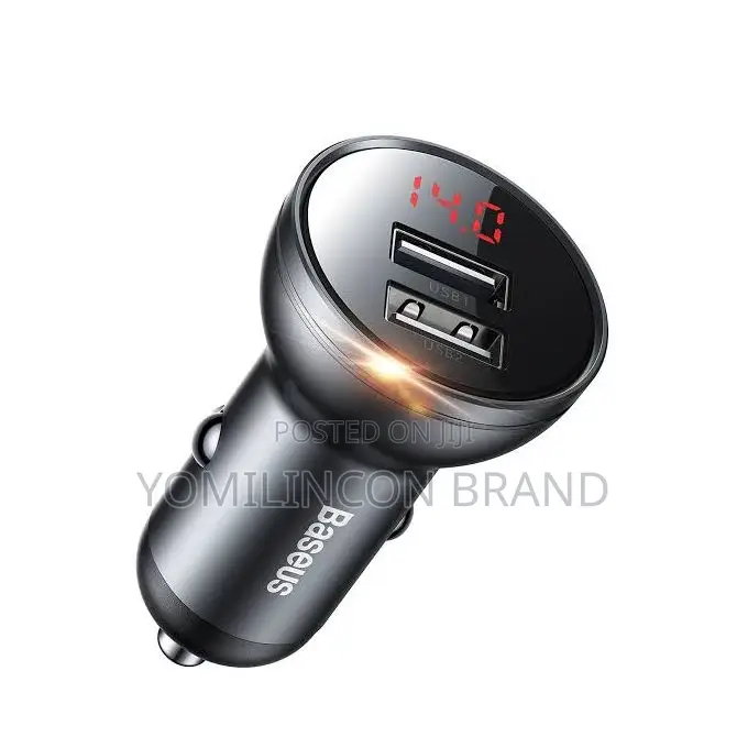 Baseus Digital Display Dual USB 24w Car Charger - Grey