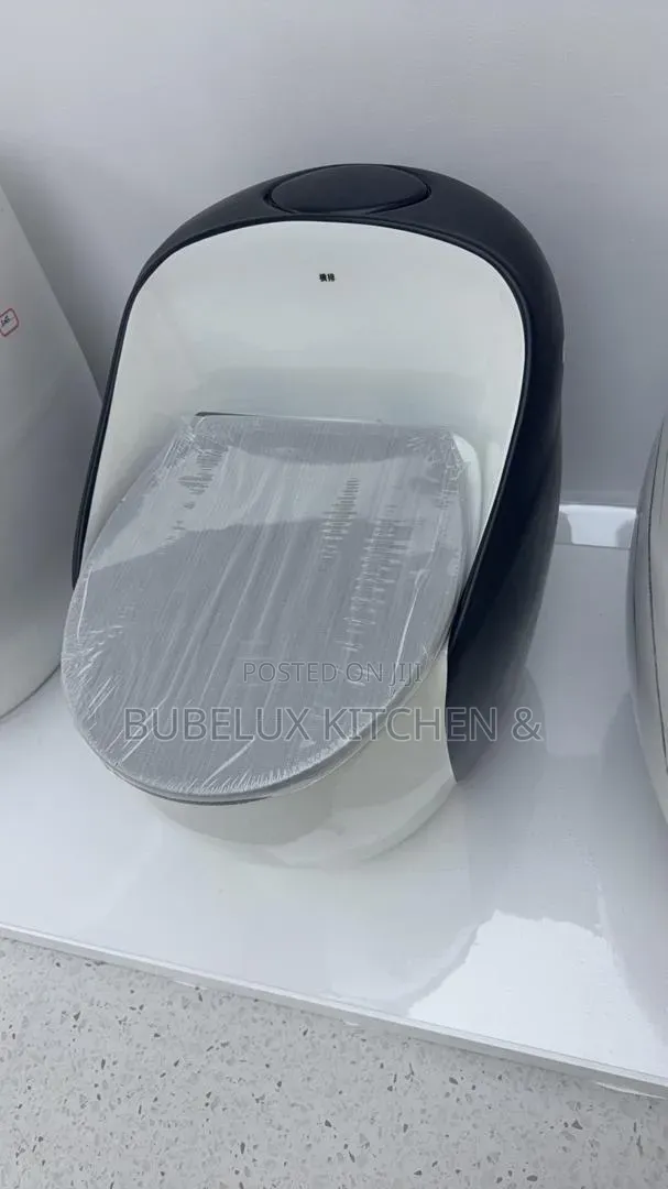 Brand New Luxury Black White Egg Toilet - One Piece + Soft Close Seat