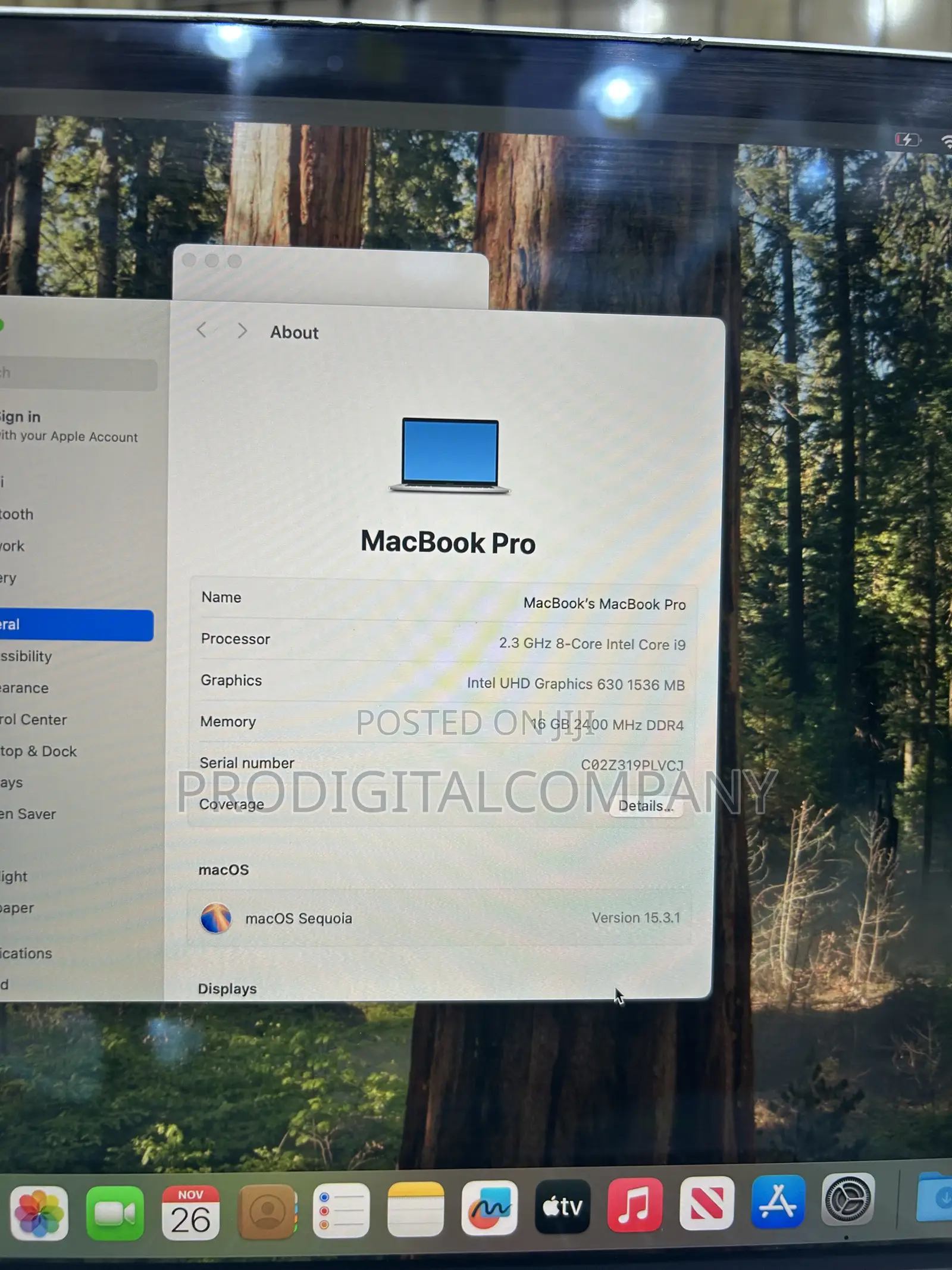 Laptop Apple MacBook Pro 2019 16GB Intel Core i9 SSD 512GB