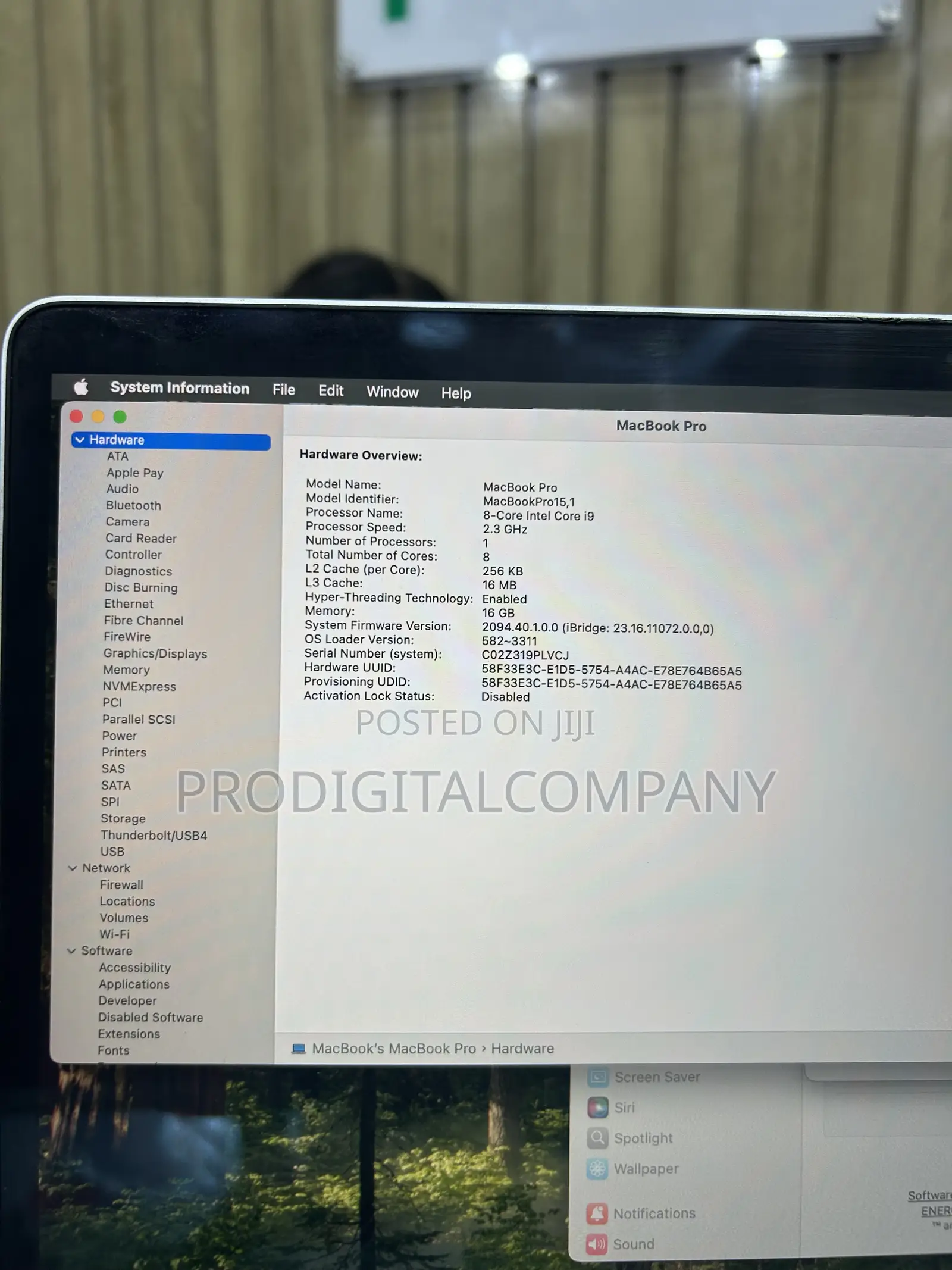 Laptop Apple MacBook Pro 2019 16GB Intel Core i9 SSD 512GB