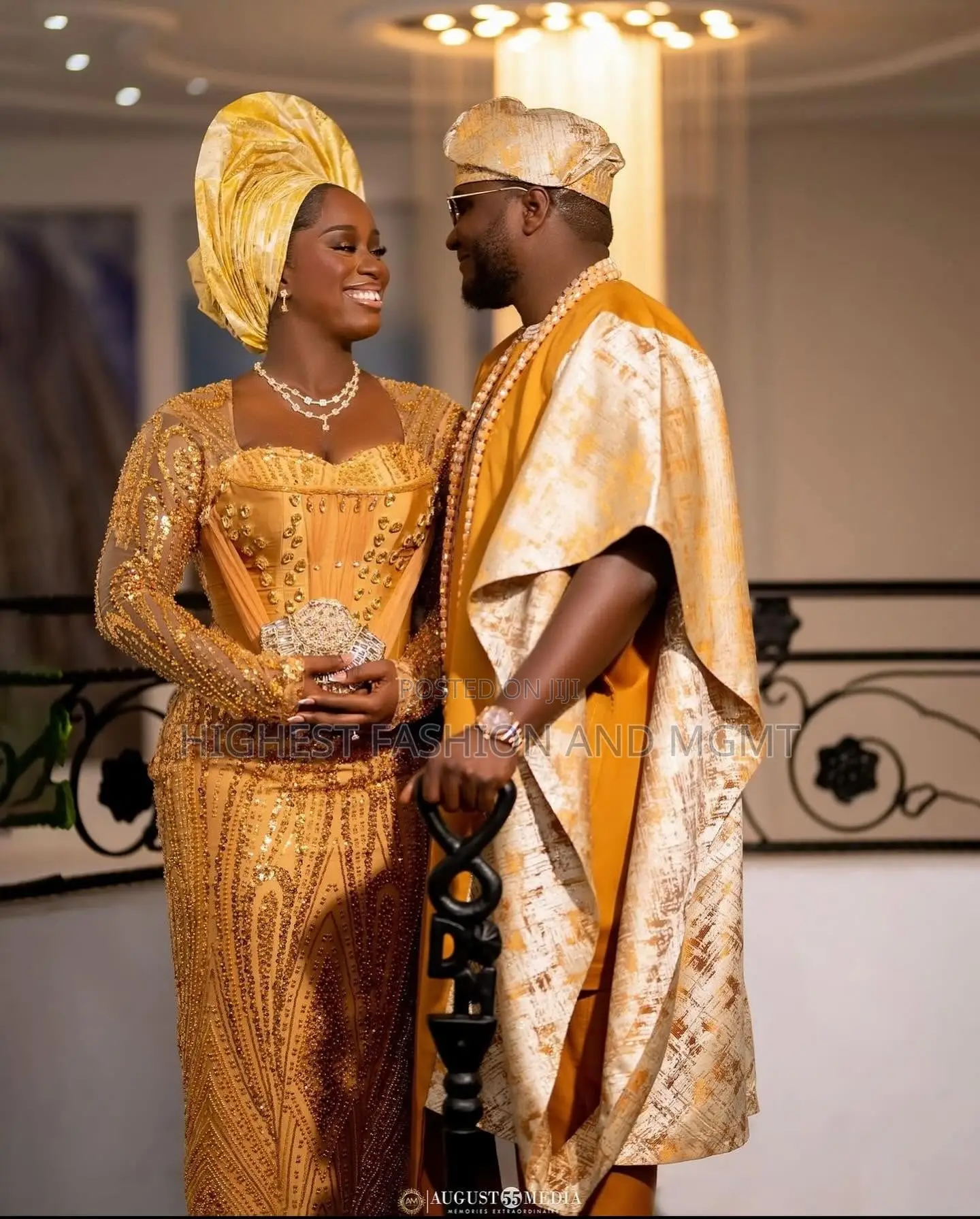 Sculpted Teal Lace Gown and Teal Agbada