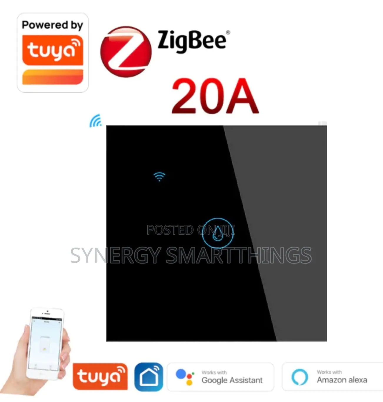 Tuya Zigbee Touch Smart 20amps Switch Black Color