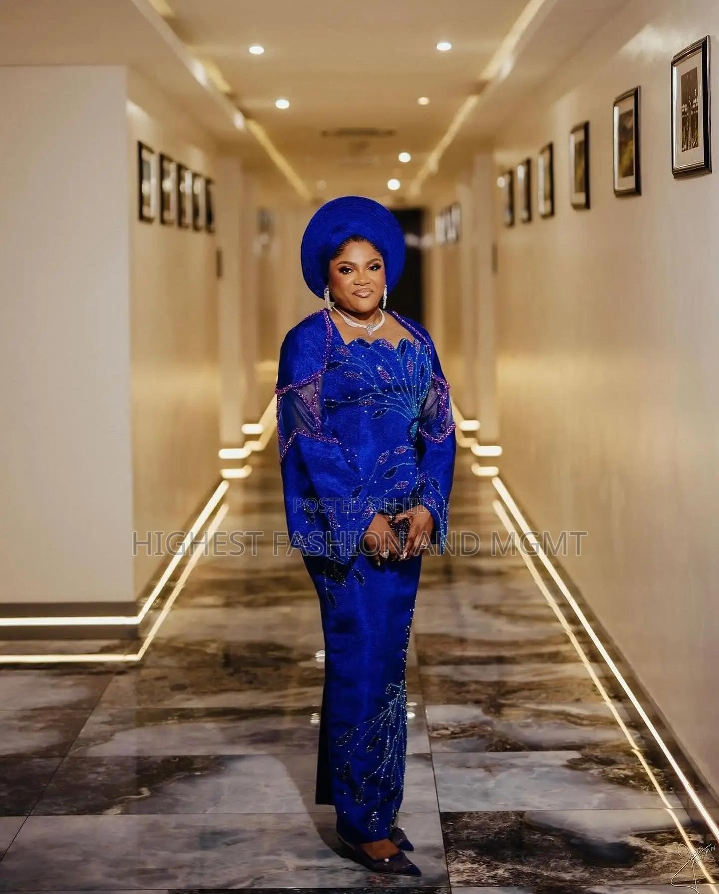 Royal Cobalt Velvet Lace Gown Tailored Cobalt Agbada