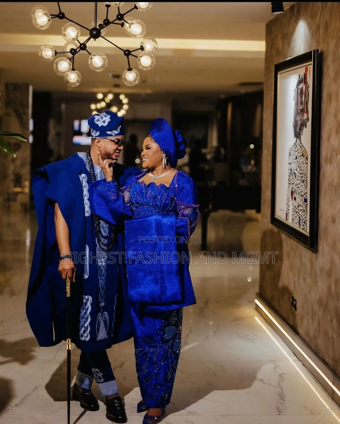 Royal Cobalt Velvet Lace Gown Tailored Cobalt Agbada